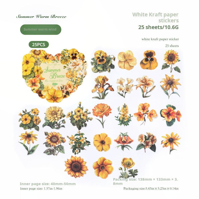 Flower cardstock sticker -25Pcs each pack
