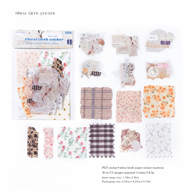 Collage PET & Solid sticker -30Pcs each pack