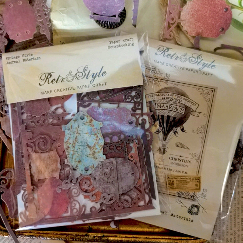 0502 Vintage labels Series Cardstock Sticker -15Pcs each pack