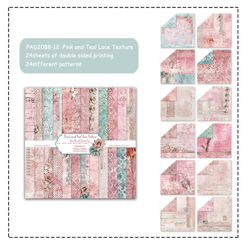 Vintage Scrapbook Paper 12×12 inch -24 Sheets Double-Sided printed