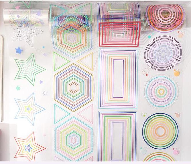 0602 Color border PET Tape Set *pre-cut 3 rolls 9cm*2m