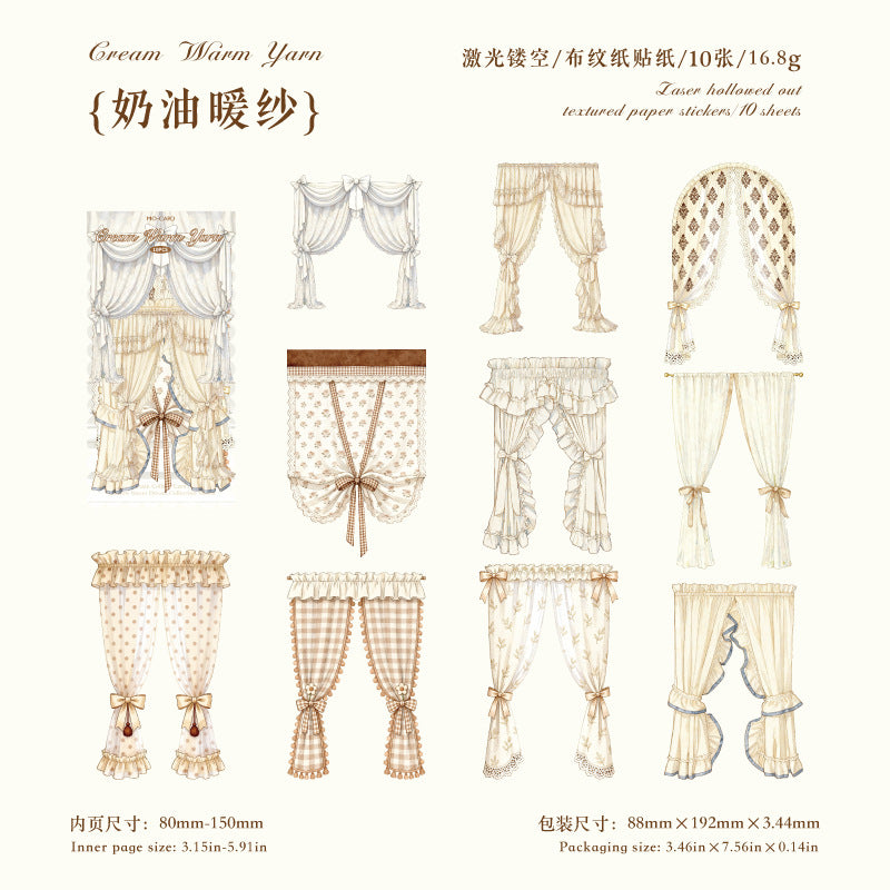 Vintage Curtain Paper Stickers -10Pcs each pack