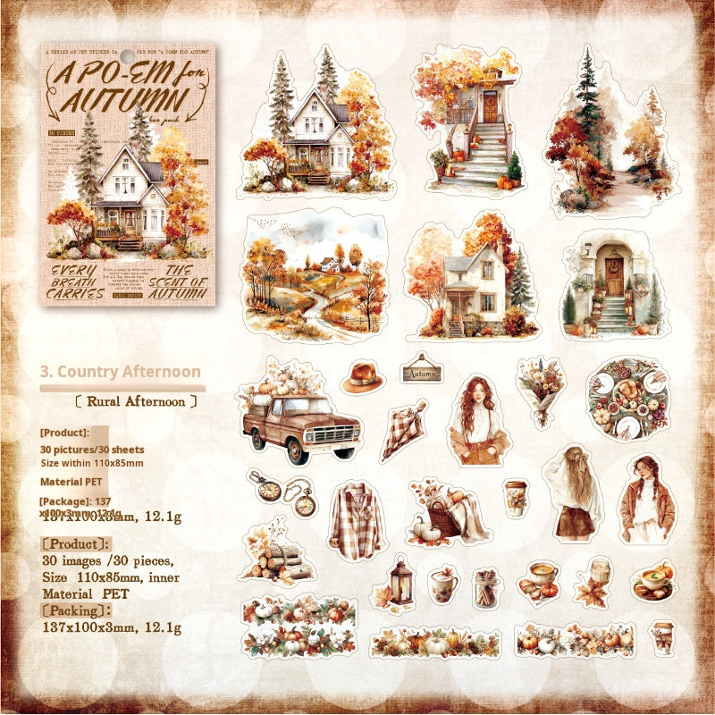 Autumn PET sticker -30Pcs each pack