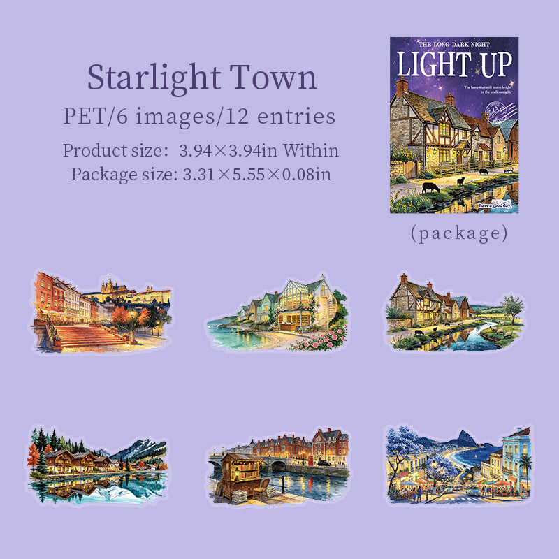 Light Up The Long Dark Night PET Stickers -12Pcs each pack
