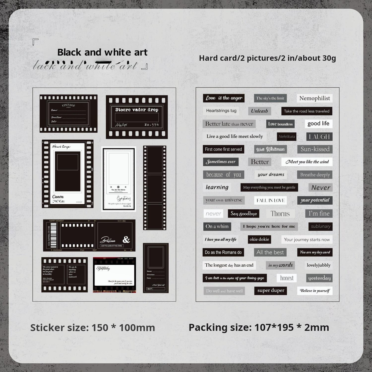Text label cardstock Sticker -2Pcs each pack