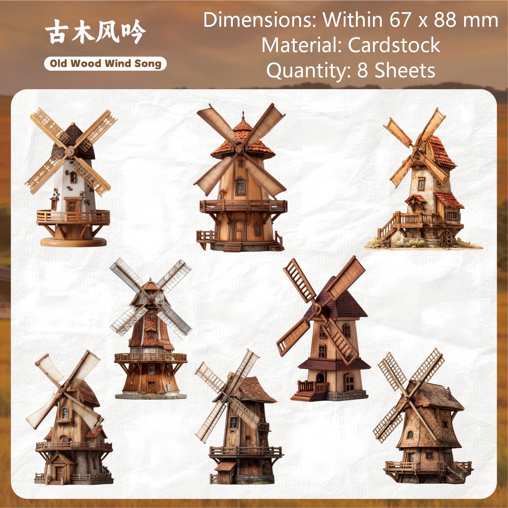 Windmill cardstock Sticker -8Pcs each pack