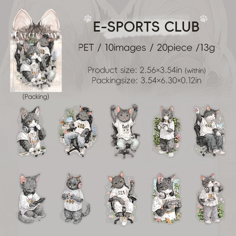 0727 Cat's Club Day PET Sticker -20Pcs each pack