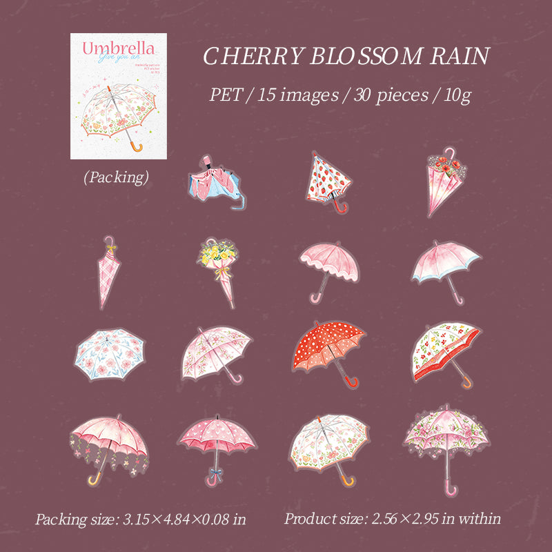 Give You an Umbrella PET Stickers -30Pcs each pack
