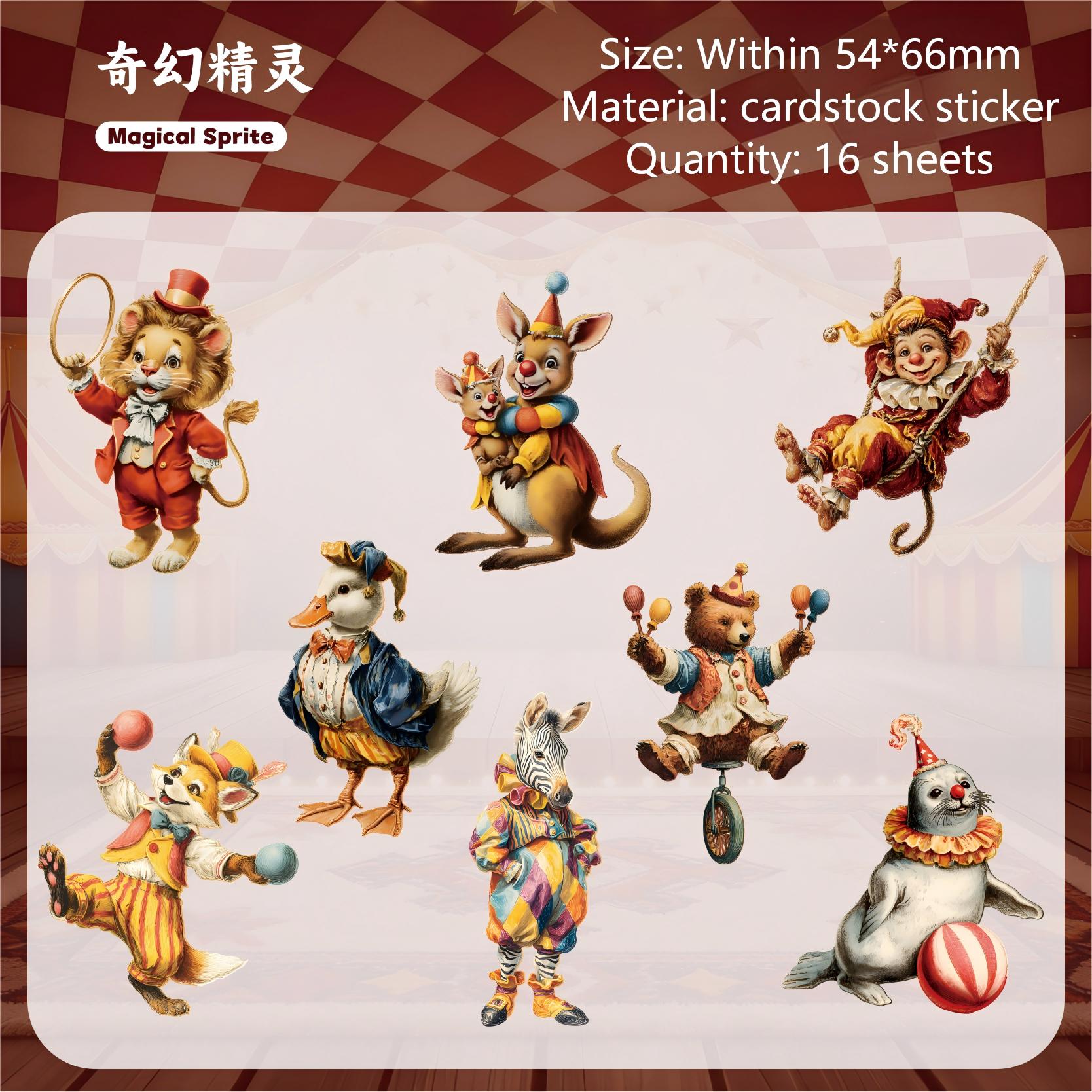 Circus card stocksticker -16Pcs each pack