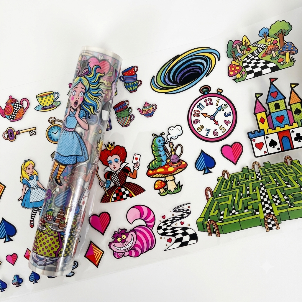 Goodiesforsoul Pop Art Wonderland Pre cut PET Tape (20cm x 2m) Alice in wonderland