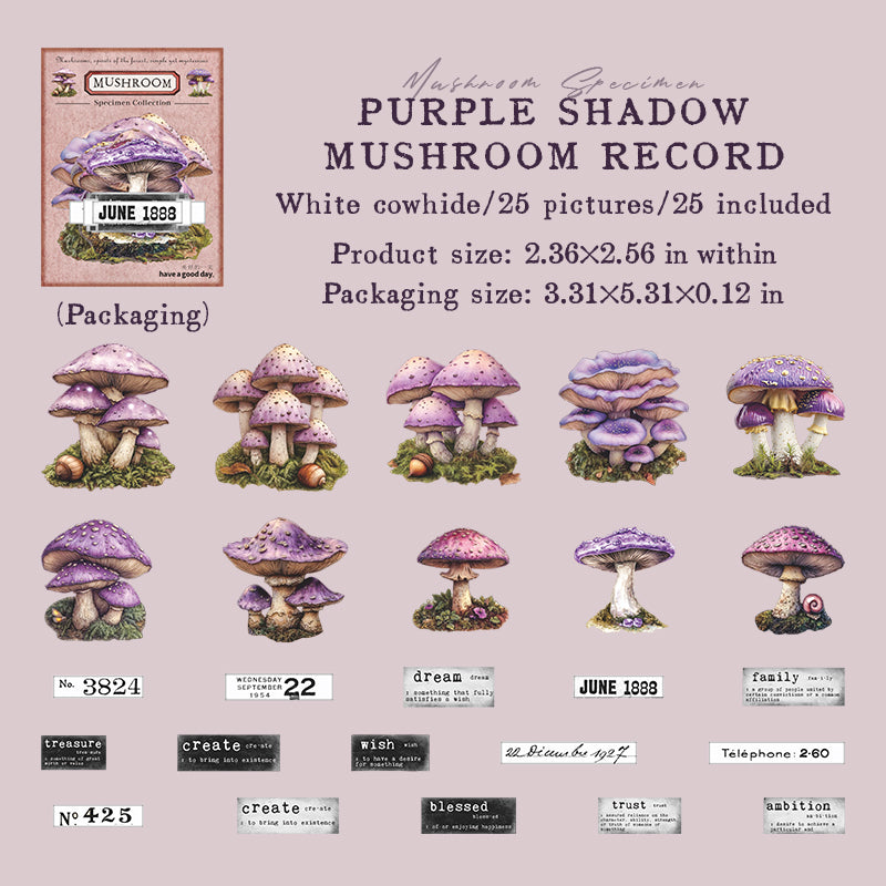 Mushroom Solid sticker -25Pcs each pack