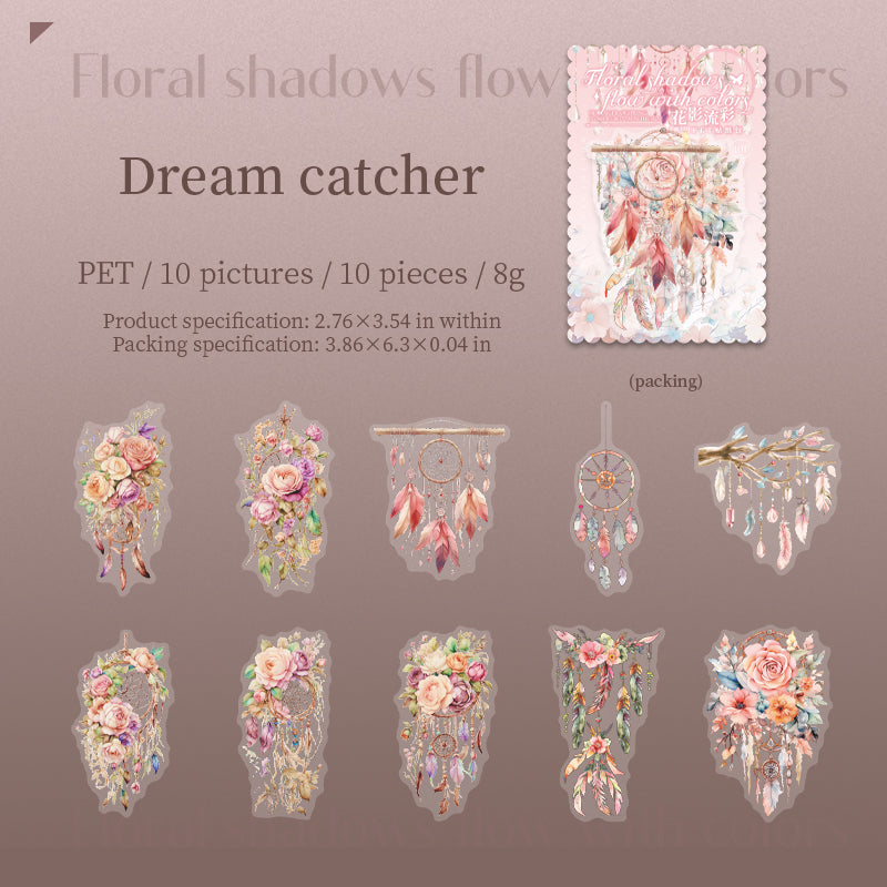 0305 Floral Shadows flow with colors Series Sticker -10Pcs each pack