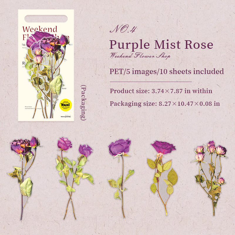 Roses PET sticker large size -10Pcs each pack