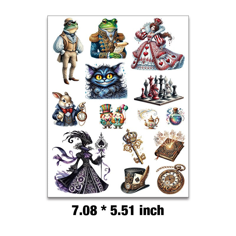 Alice in Wonderland collection Embossed sticker 1 Pcs