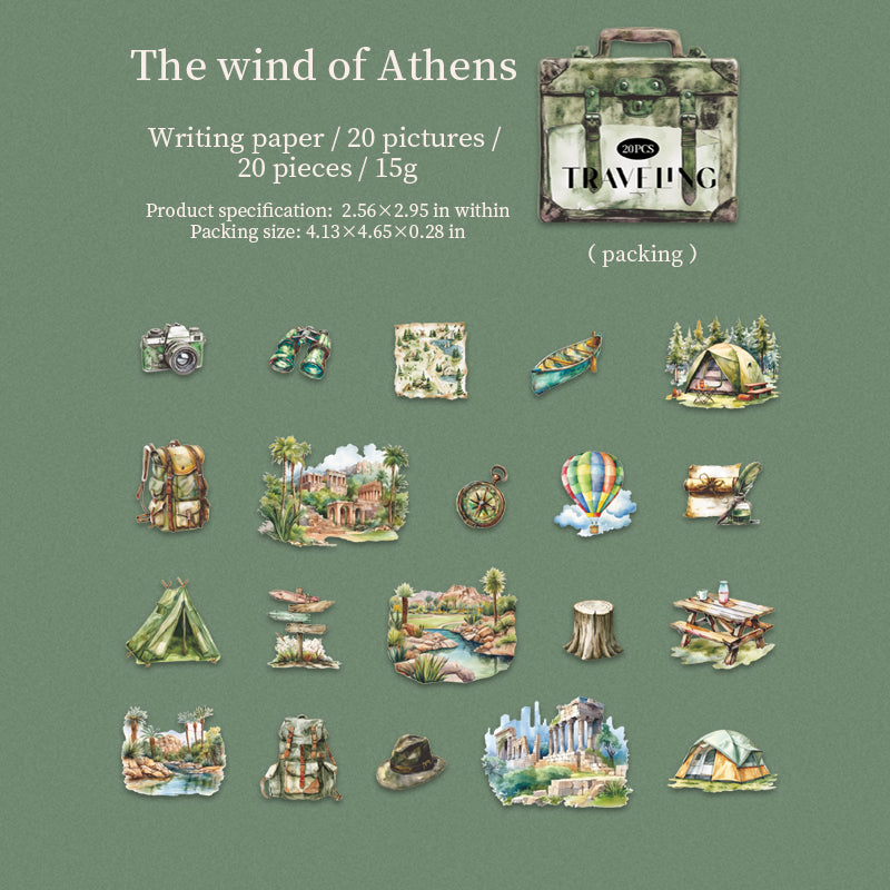 0602 Travel poetry collection cardstock sticker -20Pcs each pack