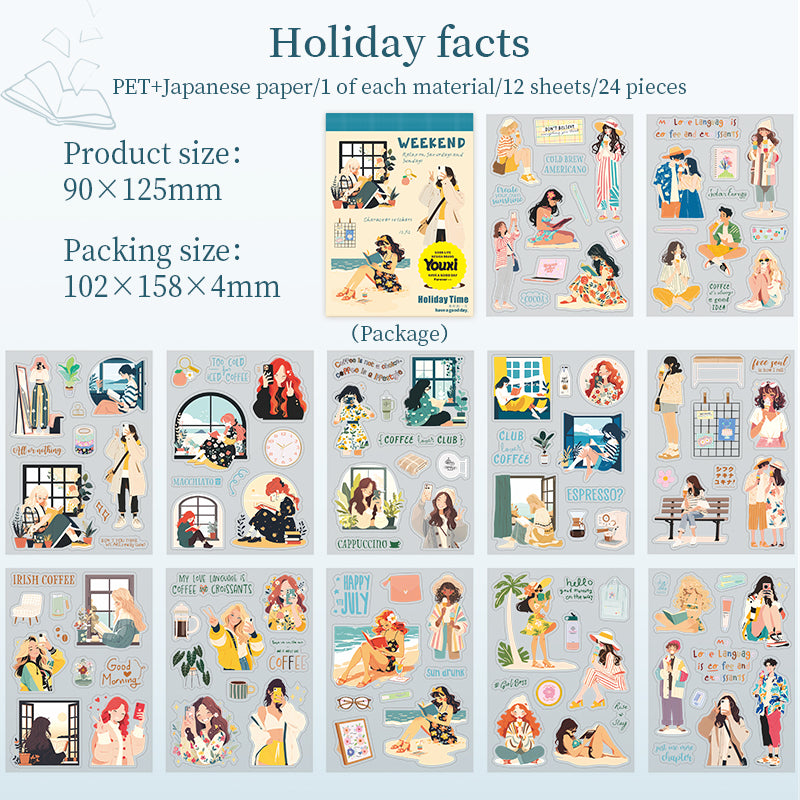 0416 Vacation Time Series Series Sticker -24Pcs each pack