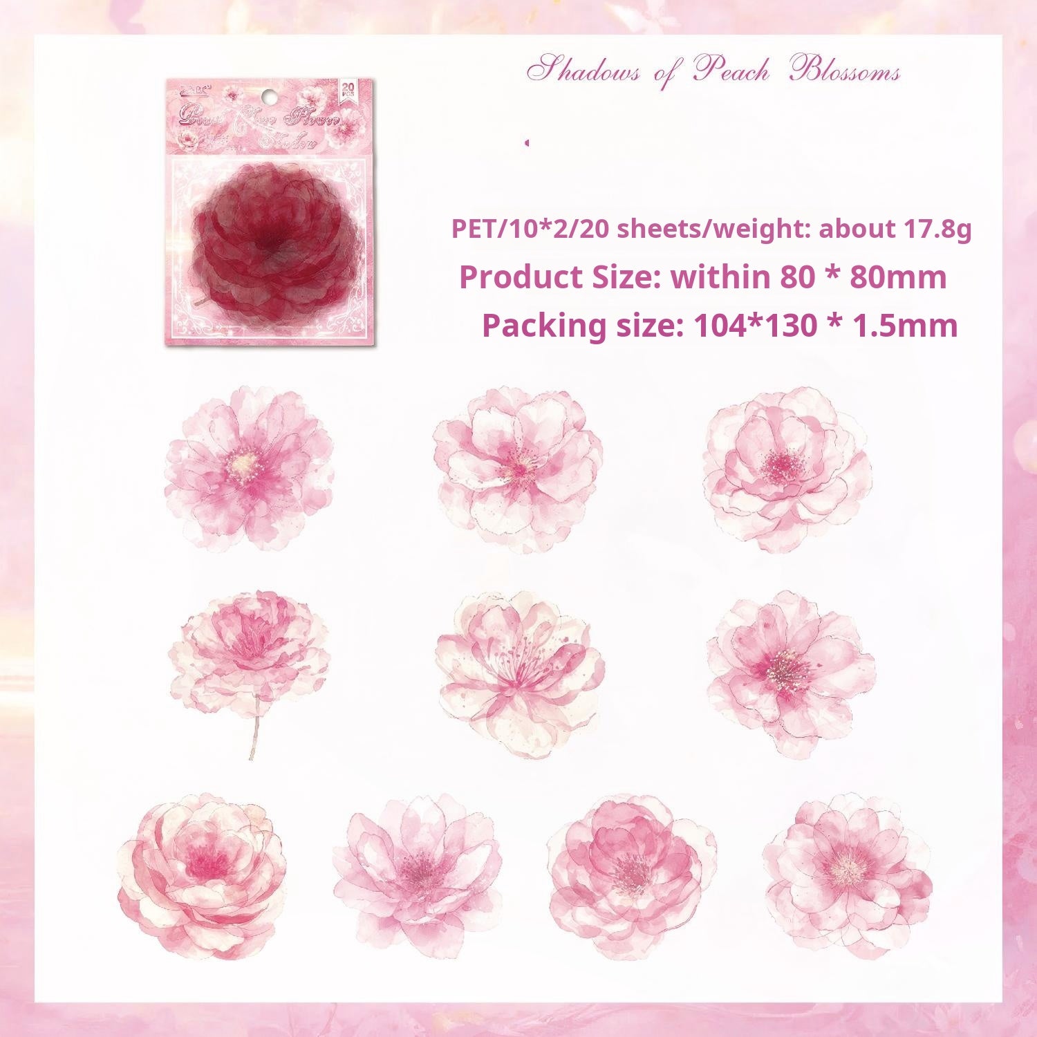 Flowers PET sticker -20Pcs each pack