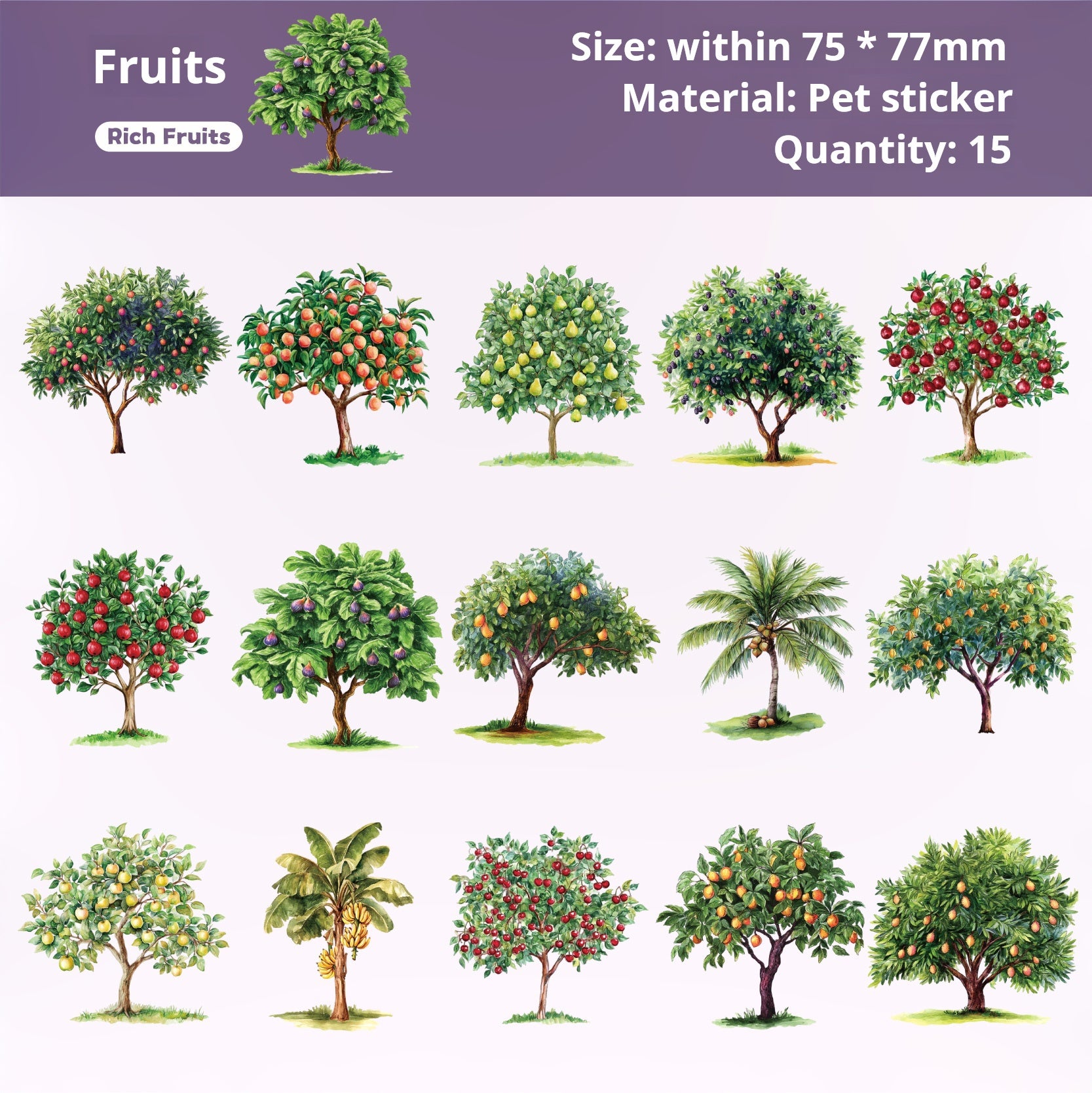 Tree PET sticker -15Pcs each pack