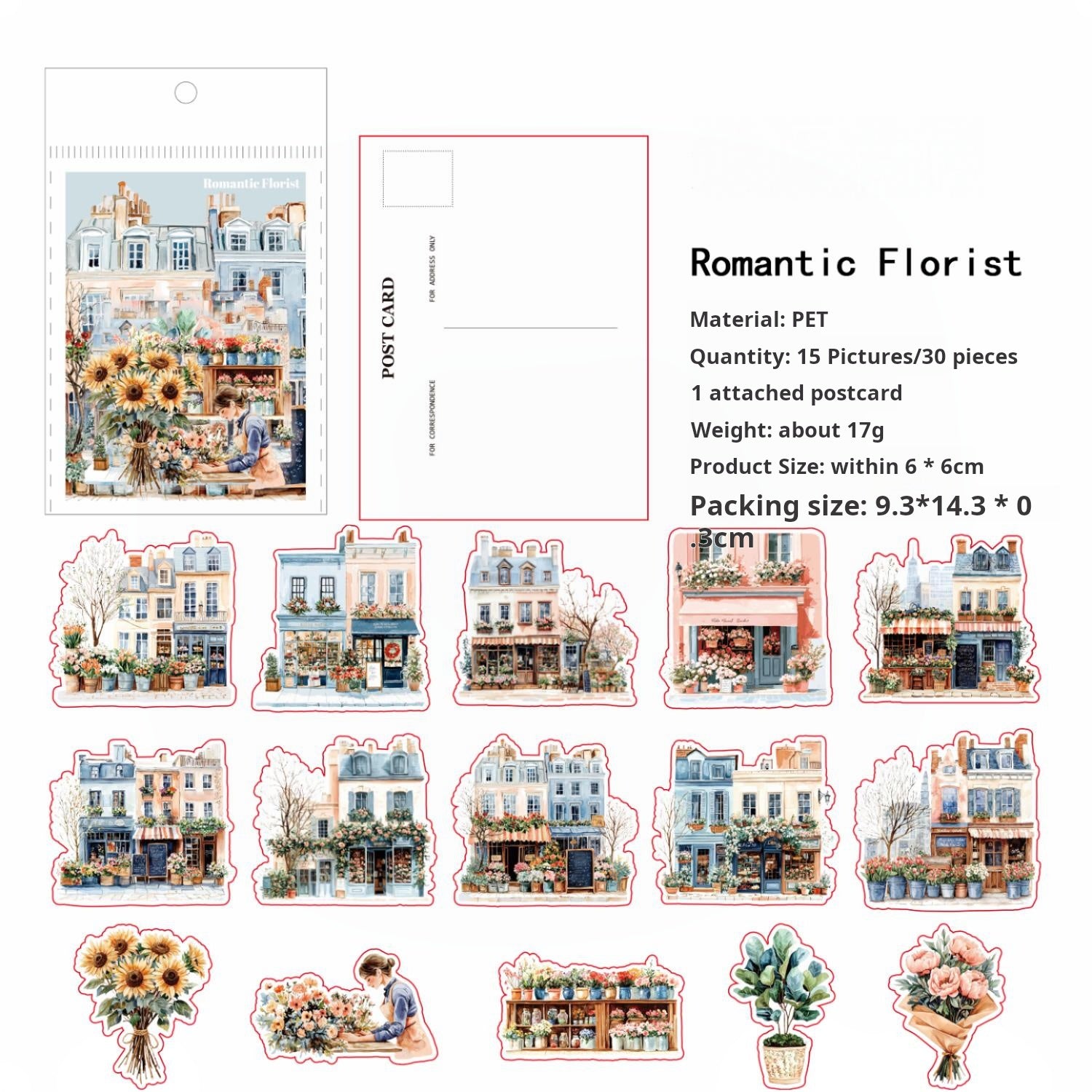 0531 Small town PET Sticker -30Pcs each pack