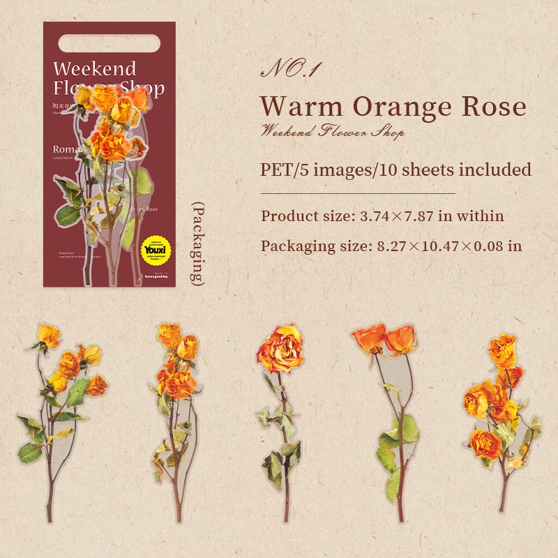 Roses PET sticker large size -10Pcs each pack