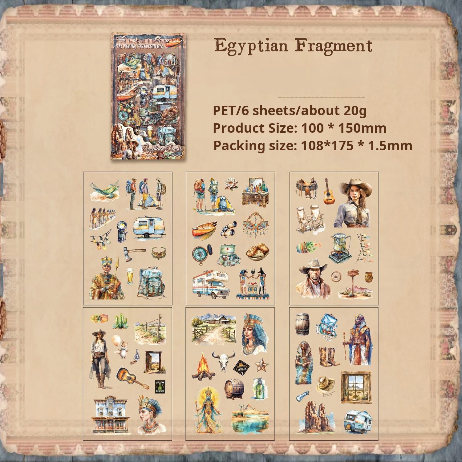 The floating world collection PET sticker -6Pcs each pack