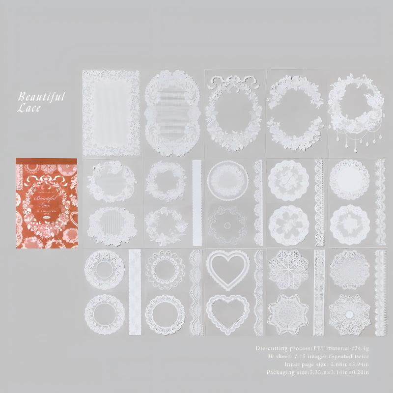 Lace PET sticker book -30Pcs each pack