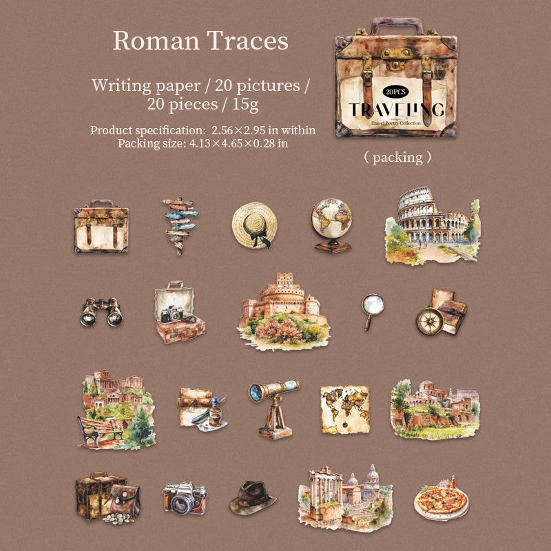 Travel poetry collection cardstock sticker -20Pcs each pack