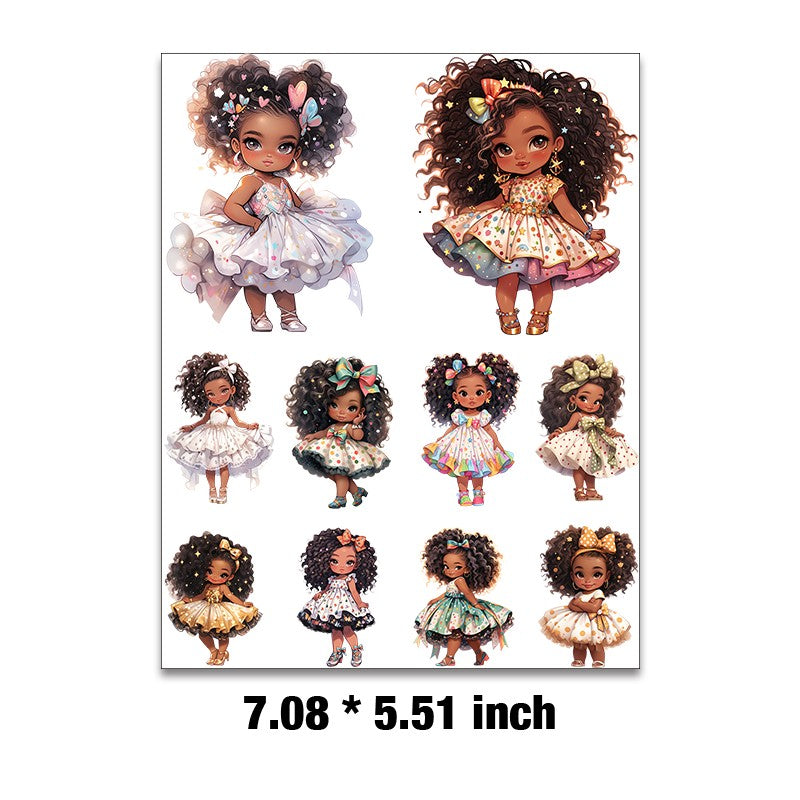E-100- Little black girl Embossed sticker 1 Pcs