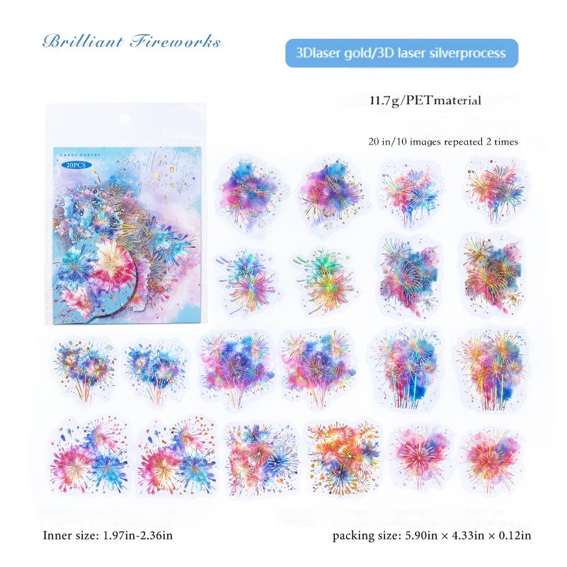 0828 Watercolor smudge PET Sticker -20Pcs each pack