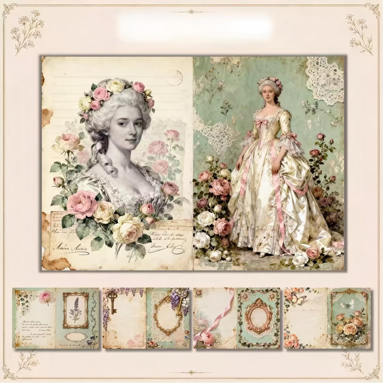A4 size French Rose Style paper 10 pcs