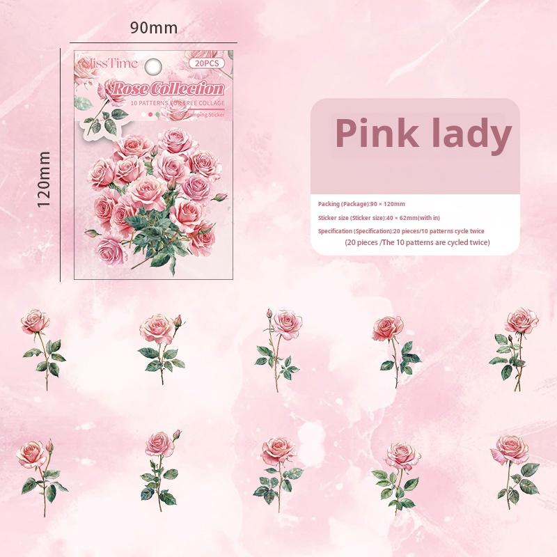 Rose PET sticker -20Pcs each pack