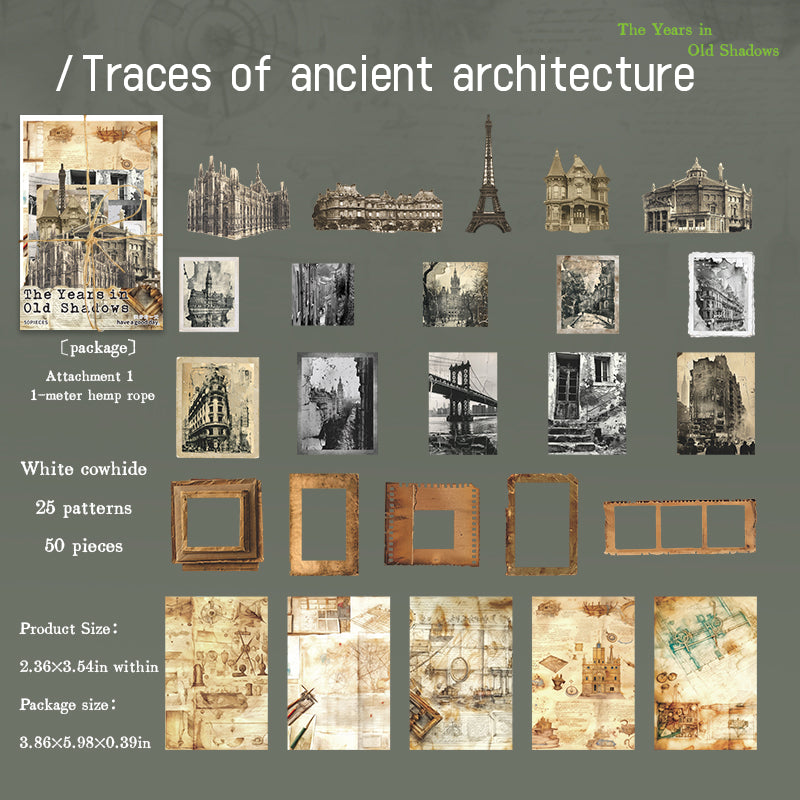 Vintage photo Solid sticker -50Pcs each pack