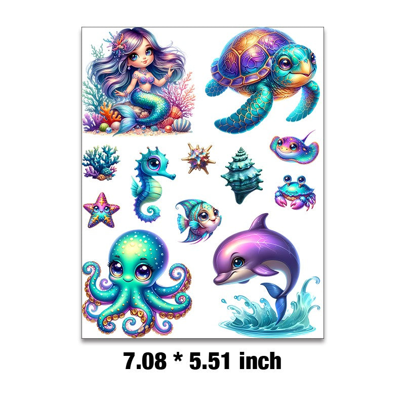 E-103- Mermaid marine collection Embossed sticker 1 Pcs