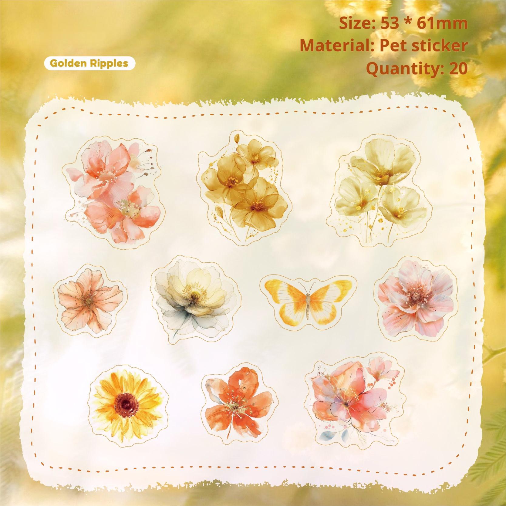Flowers PET Sticker -20Pcs each pack