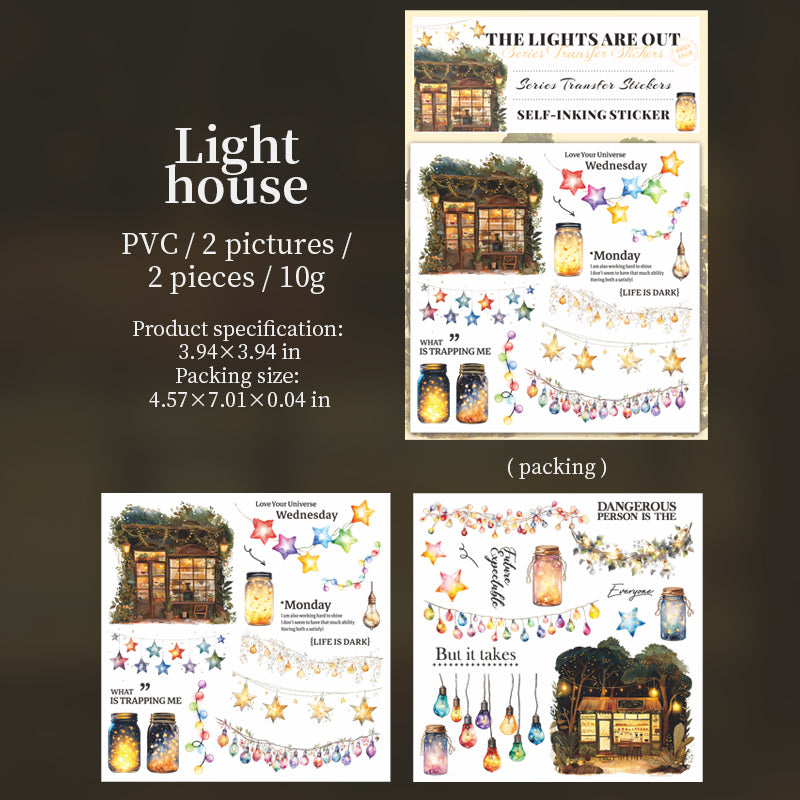 0310 The lights are out Series transfer Sticker -2Pcs each pack