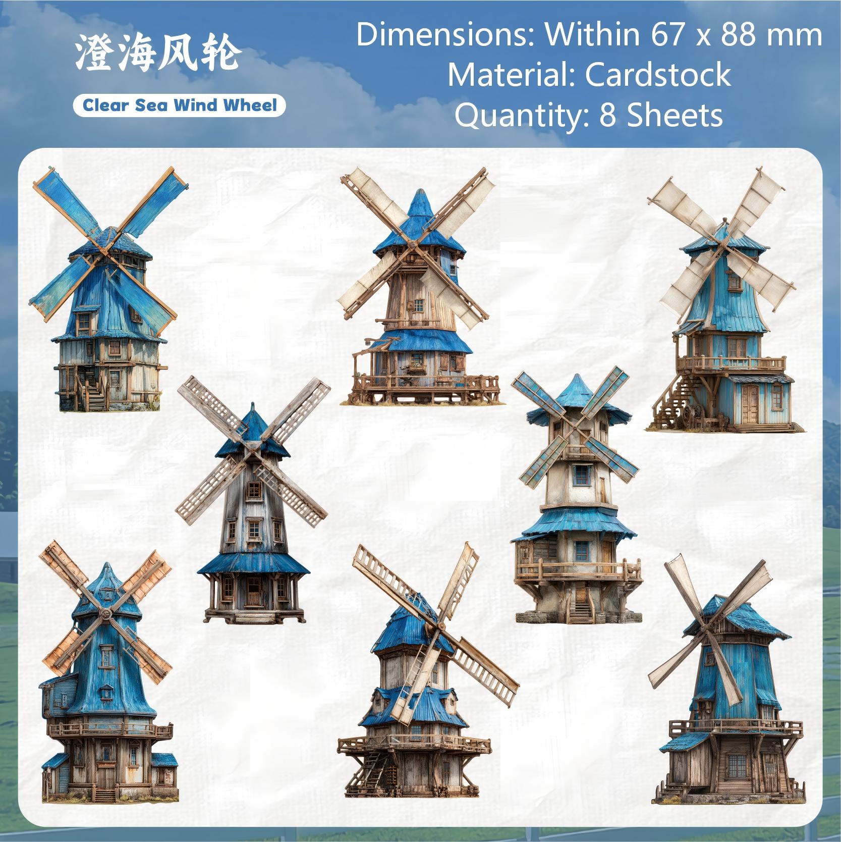 Windmill cardstock Sticker -8Pcs each pack