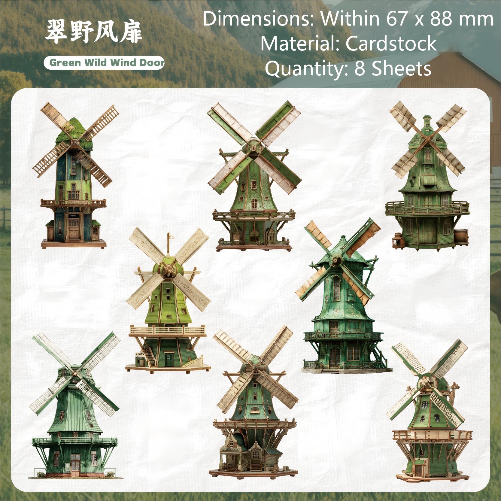 Windmill cardstock Sticker -8Pcs each pack