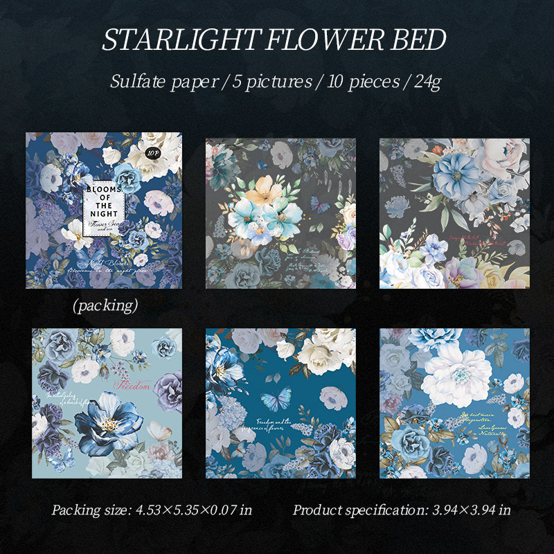 Flowers in the Night Paper Stickers -10Pcs each pack