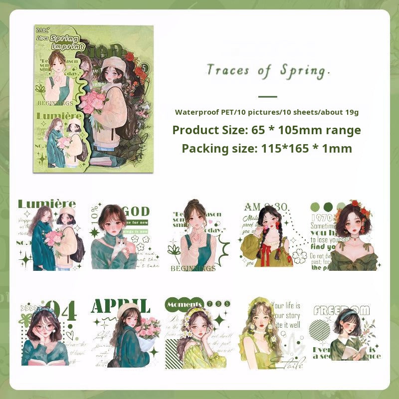Fashion girl PET sticker -10Pcs each pack
