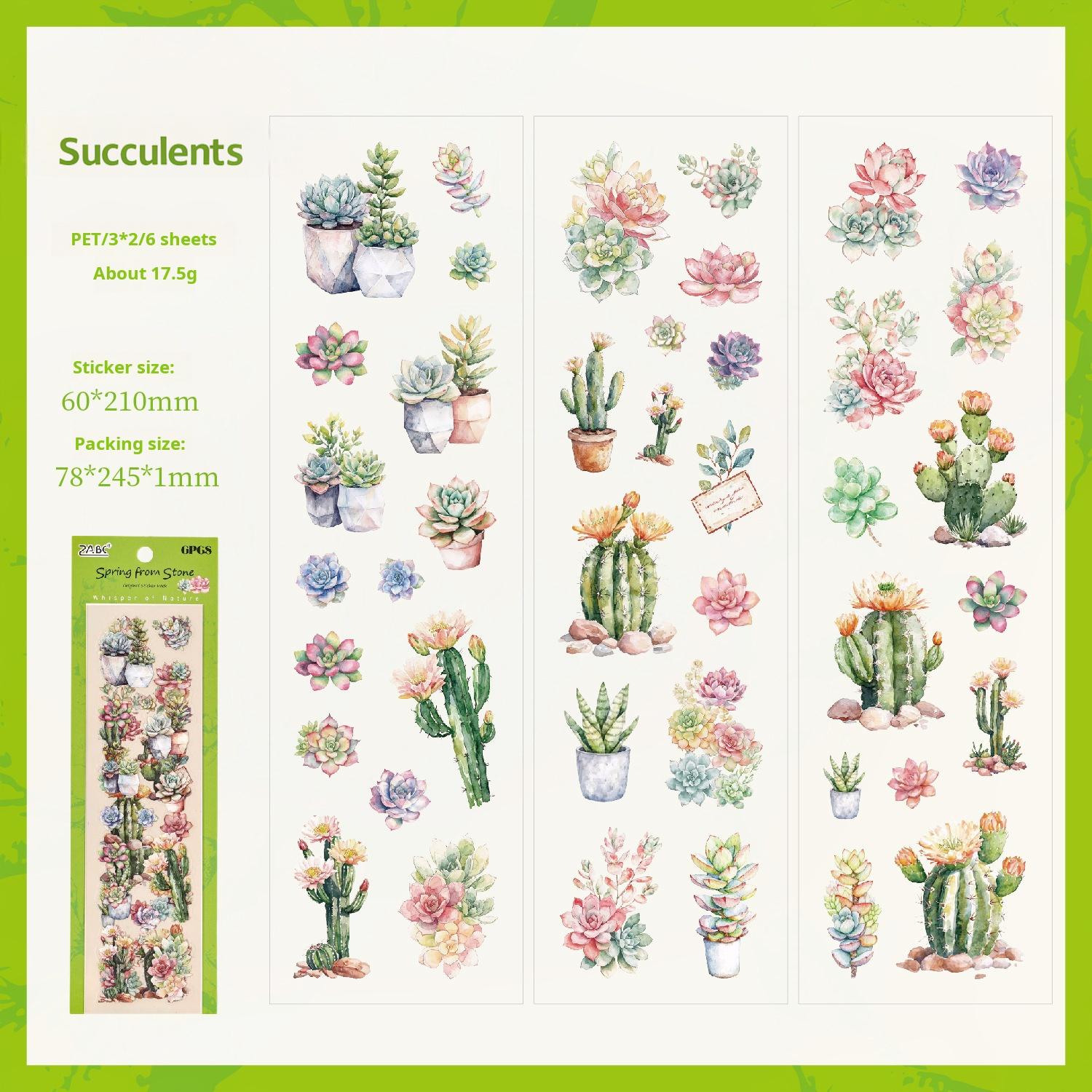 Fruits and plants PET Sticker -6Pcs each pack