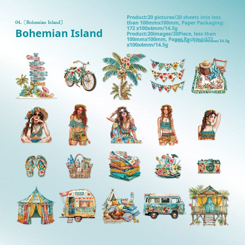 Summer cardstock sticker -20Pcs each pack