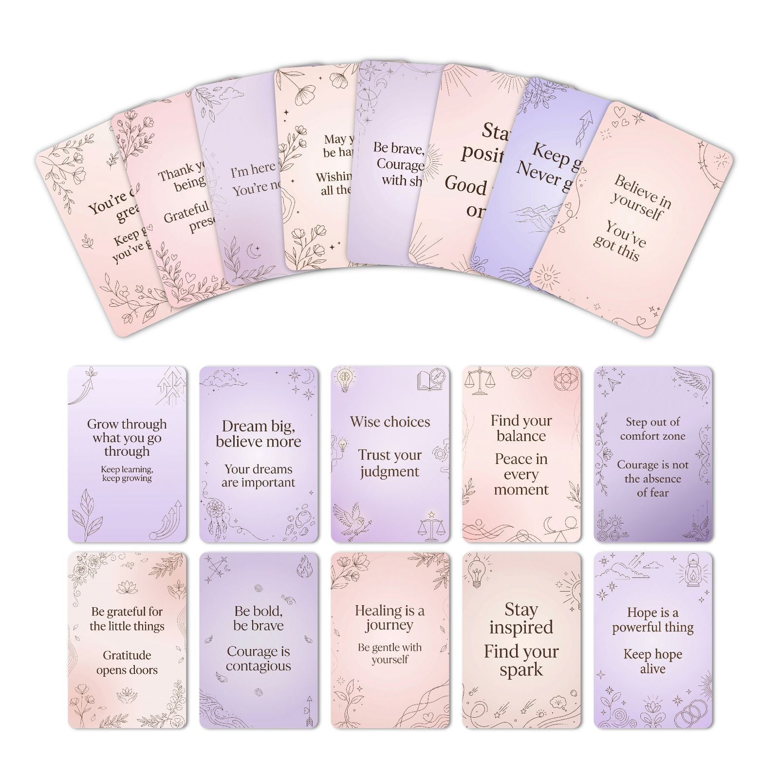 Warm and Healing Quotes Cardstock 18pcs (2.36 × 3.5 inch)