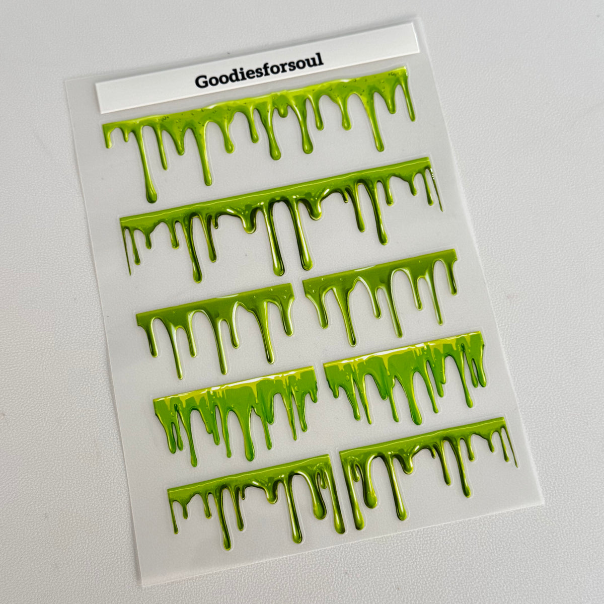 Green 3D dripping paint border sticker sheet
