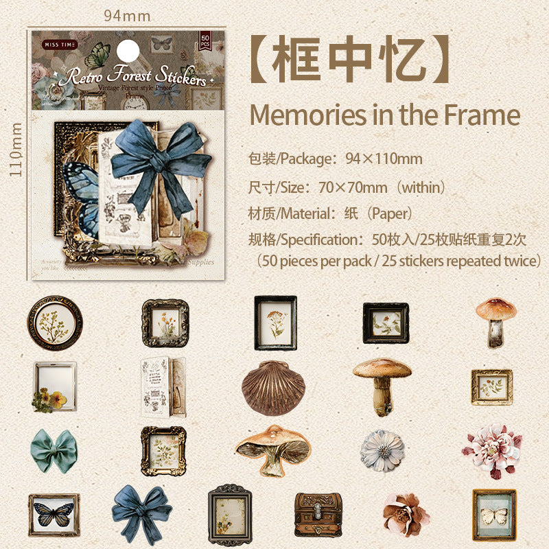 Vintage Items Paper Stickers -50Pcs each pack