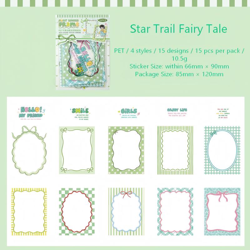 Sweet Dream Imprint Cute Borders PET Stickers -15Pcs each pack