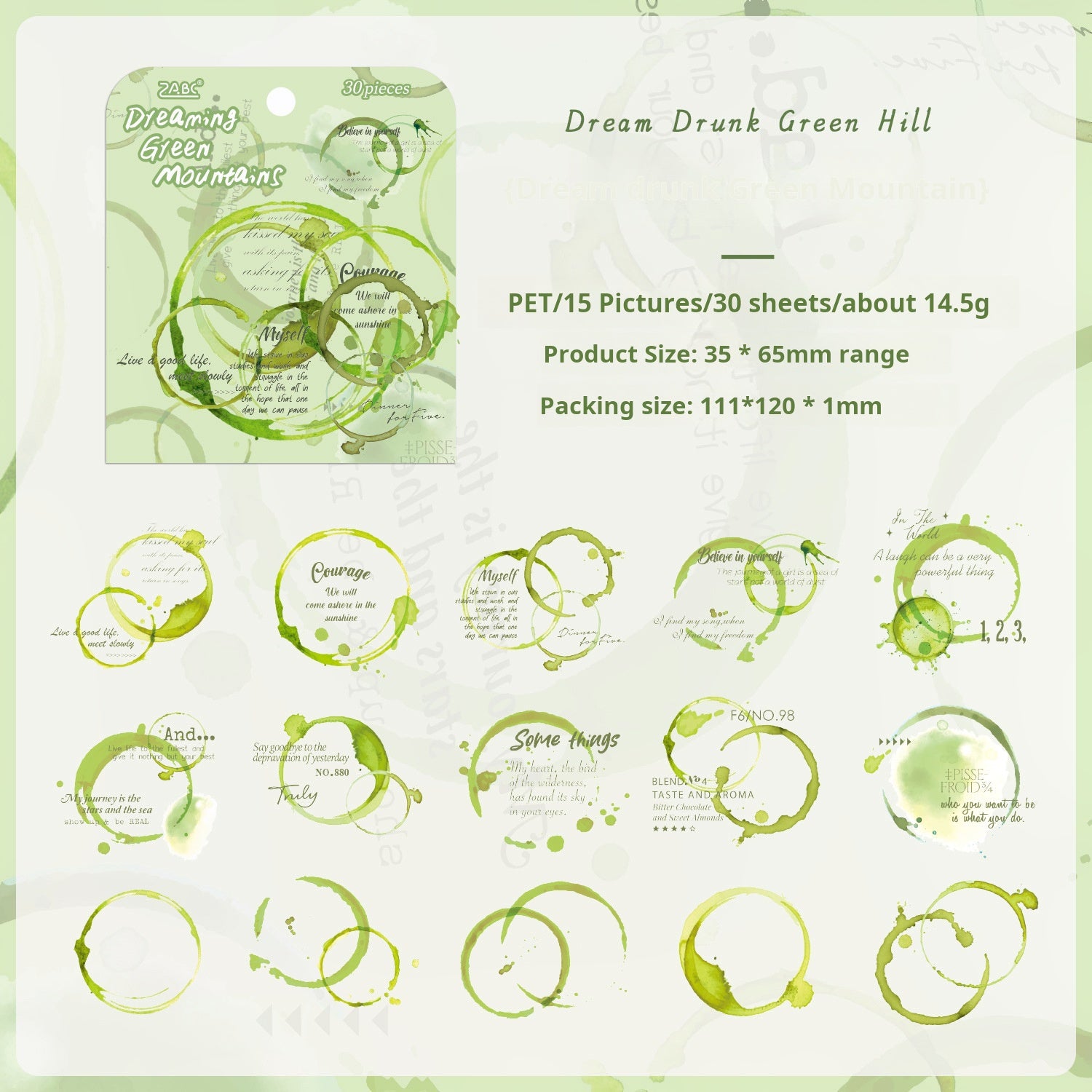 Colorful round frame PET Sticker -30Pcs each pack
