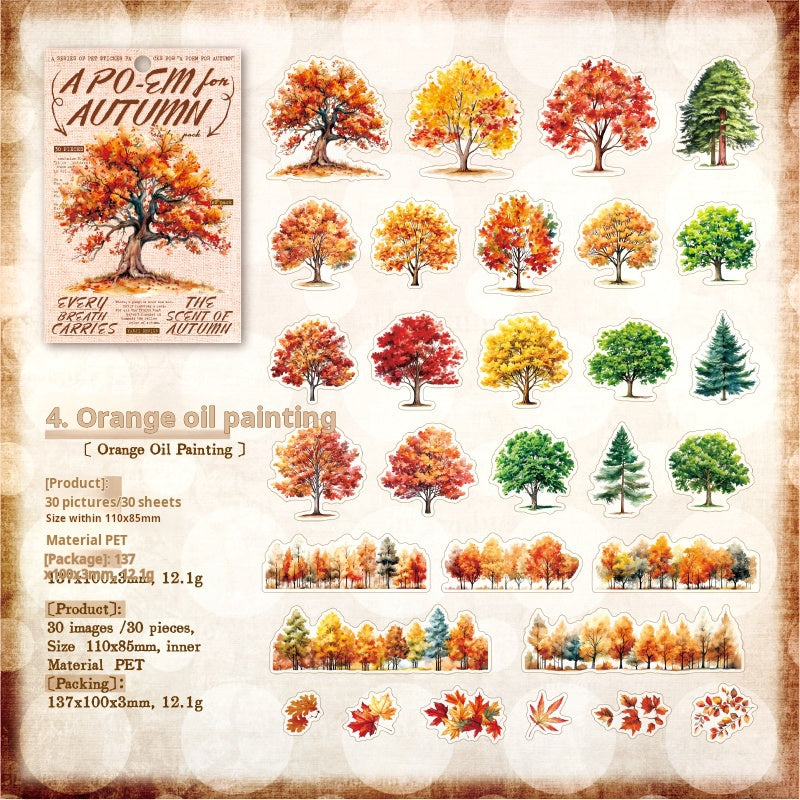Autumn PET sticker -30Pcs each pack