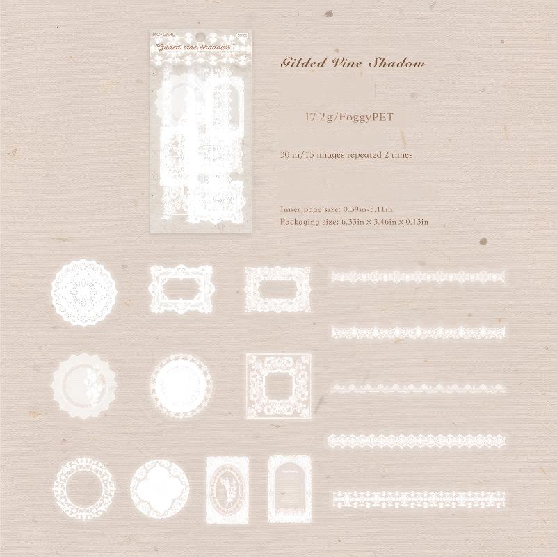 Lace PET Sticker -30Pcs each pack