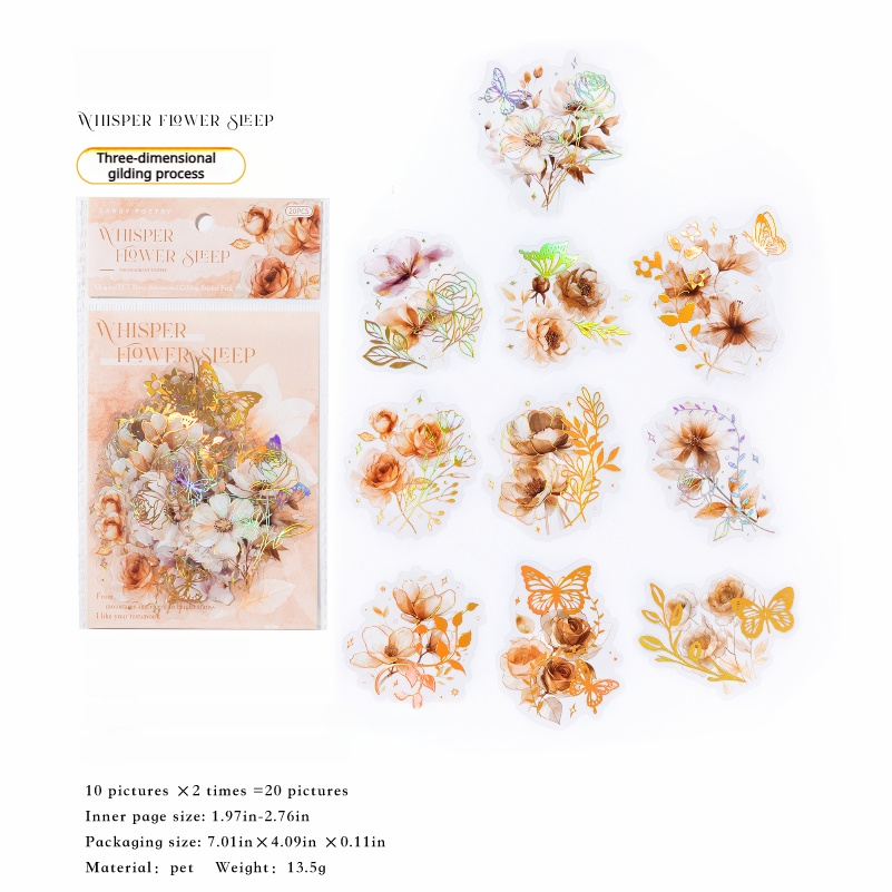 Flowers PET sticker -20Pcs each pack