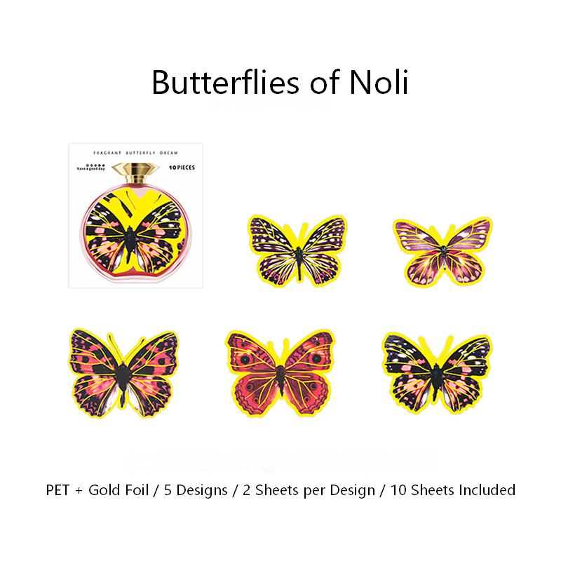 Scented Butterfly Dream PET Stickers -10Pcs each pack